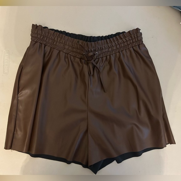 Somewhere in LA Brown Leather Shorts - Picture 1 of 3